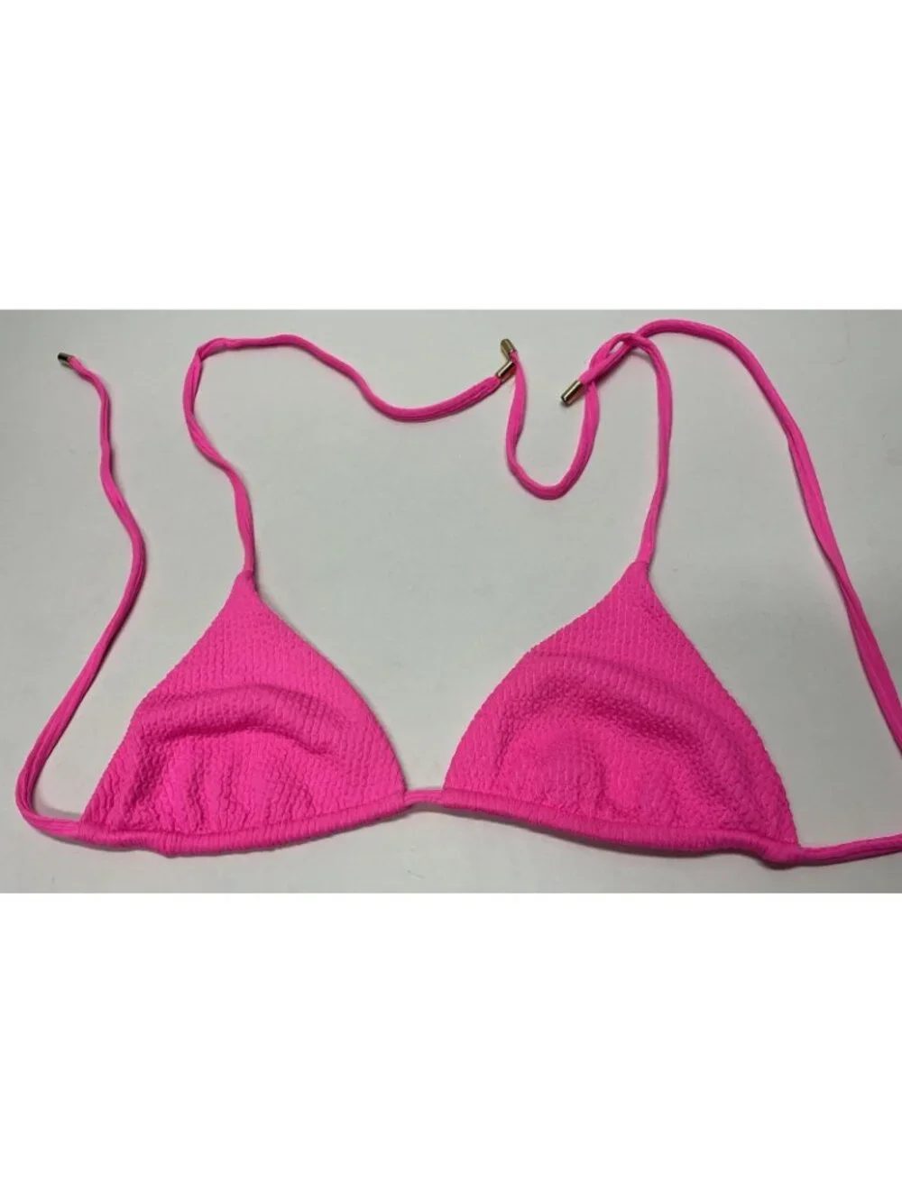 Monday Swimwear Pink Ribbed Barbados Triangle Bikini Swim Top Size Medium